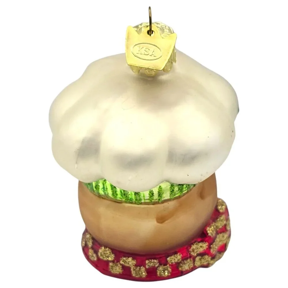 Vtg Kurt S Adler Blown Ginger Bread Man Glass Ornament Chef KSA Glitter Accents